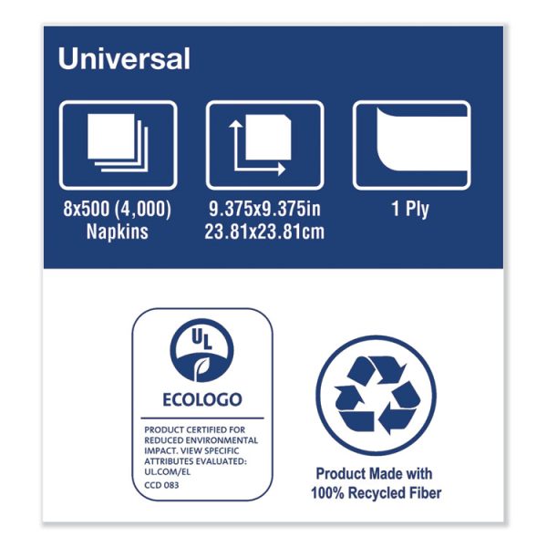 Universal Beverage Napkin, 1-Ply,9.13 X 9.13, 1/4 Fold, Poly-Pack, White, 4000/carton - Image 4