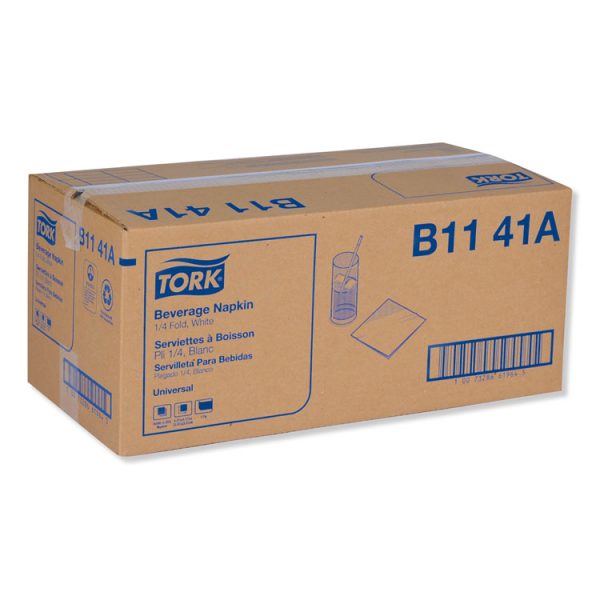 Universal Beverage Napkin, 1-Ply,9.13 X 9.13, 1/4 Fold, Poly-Pack, White, 4000/carton - Image 2