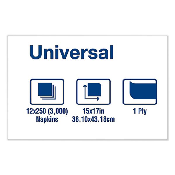 Universal Dinner Napkins, 1-Ply, 15" X 17", 1/8 Fold, White, 3000/carton - Image 5