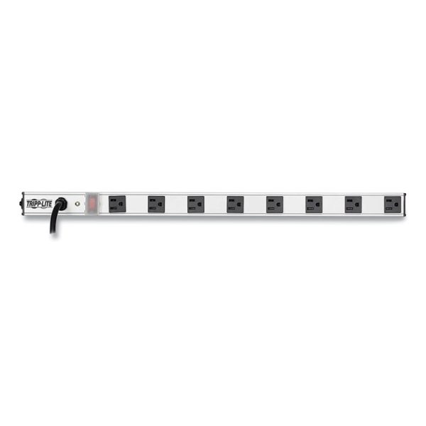Vertical Power Strip, 8 Outlets, 15 ft Cord, Silver - Image 2