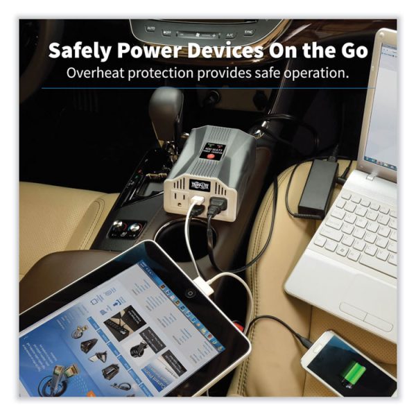 PowerVerter Ultra-Compact Car Inverter, 400 W, Two AC Outlets/Two USB Ports, 3.1 A - Image 2