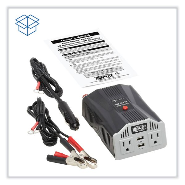 PowerVerter Ultra-Compact Car Inverter, 400 W, Two AC Outlets/Two USB Ports, 3.1 A - Image 6