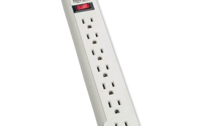 Protect It! Surge Protector, 7 AC Outlets, 6 ft Cord, 1,080 J, Light Gray