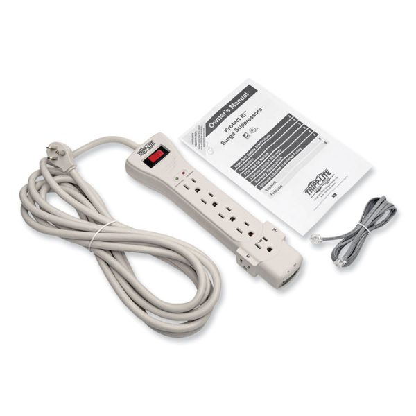 Protect It! Surge Protector, 7 AC Outlets, 15 ft Cord, 2,520 J, Light Gray - Image 8