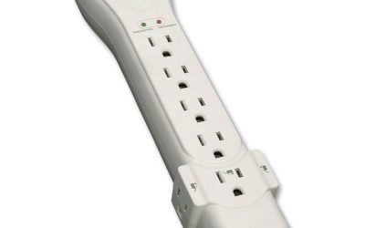 Protect It! Surge Protector, 7 AC Outlets, 7 ft Cord, 2,160 J, Light Gray