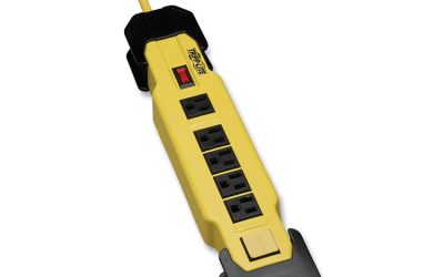 Power It! Safety Power Strip with GFCI Plug, 6 Outlets, 9 ft Cord, Yellow/Black
