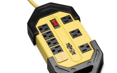 Power It! Safety Power Strip with GFCI Plug, 8 Outlets, 12 ft Cord, Yellow/Black