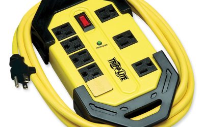 Protect It! Industrial Safety Surge Protector, 8 AC Outlets, 12 ft Cord, 1,500 J, Yellow/Black
