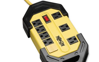 Power It! Safety Power Strip with Safety Covers, 8 Outlets, 15 ft Cord, Yellow/Black