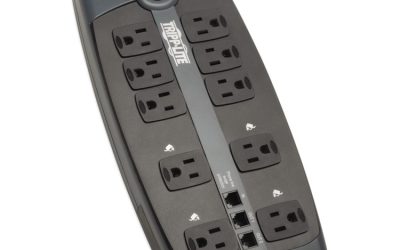 Protect It! Surge Protector, 10 AC Outlets, 8 ft Cord, 2,395 J, Black
