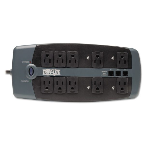 Protect It! Surge Protector, 10 AC Outlets, 8 ft Cord, 2,395 J, Black - Image 2