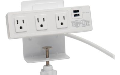 Surge Protector, 3 AC Outlets/2 USB Ports, 10 ft Cord, 510 J, White