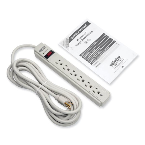 Protect It! Surge Protector, 6 AC Outlets, 15 ft Cord, 790 J, Light Gray - Image 8