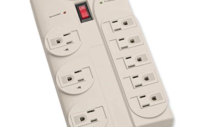 Protect It! Surge Protector, 8 AC Outlets, 8 ft Cord, 1,440 J, Light Gray