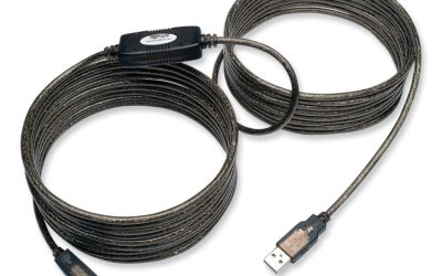 USB 2.0 Active Repeater Cable, A to B (M/M), 25 ft, Black