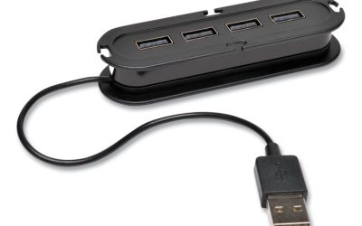 Usb 2.0 Ultra-Mini Compact Hub With Power Adapter, 4 Ports, Black