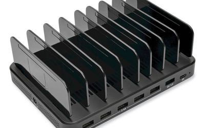USB Charging Station with Quick Charge 3.0, 7 Devices, 4.9 x 2.6 x 6.6, Black
