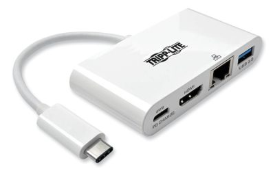 USB 3.1 Gen 1 USB-C to HDMI Adapter, USB-A/USB-C PD Charging/Gigabit Ethernet, 3″, White