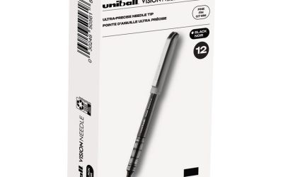 VISION Needle Roller Ball Pen, Stick, Fine 0.7 mm, Black Ink, Gray/Clear/Black Barrel, Dozen