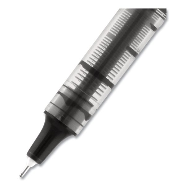 VISION Needle Roller Ball Pen, Stick, Fine 0.7 mm, Black Ink, Gray/Clear/Black Barrel, Dozen - Image 3