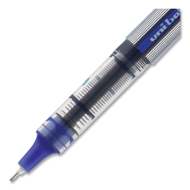 VISION Needle Roller Ball Pen, Stick, Fine 0.7 mm, Blue Ink, Gray/Clear/Blue Barrel, Dozen - Image 2