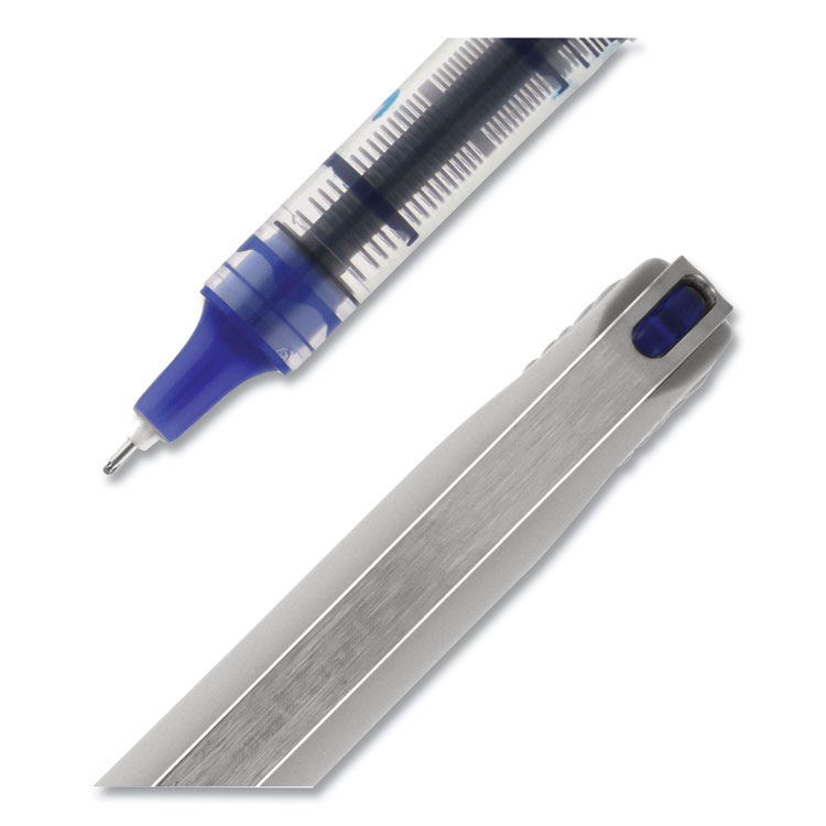 VISION Needle Roller Ball Pen, Stick, Fine 0.7 mm, Blue Ink, Gray/Clear/Blue Barrel, Dozen - Image 4