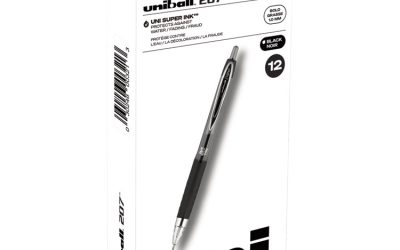 Signo 207 Gel Pen, Retractable, Bold 1 mm, Black Ink, Smoke/Black Barrel, Dozen