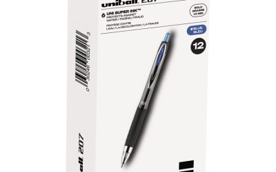 Signo 207 Gel Pen, Retractable, Bold 1 mm, Blue Ink, Smoke/Black/Blue Barrel, Dozen