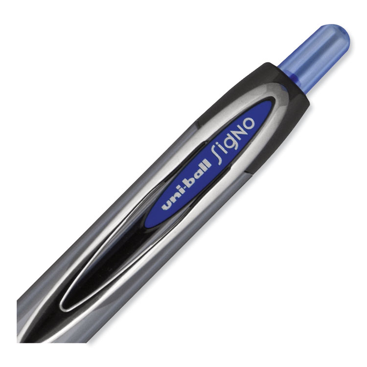 Signo 207 Gel Pen, Retractable, Bold 1 mm, Blue Ink, Smoke/Black/Blue Barrel, Dozen - Image 4