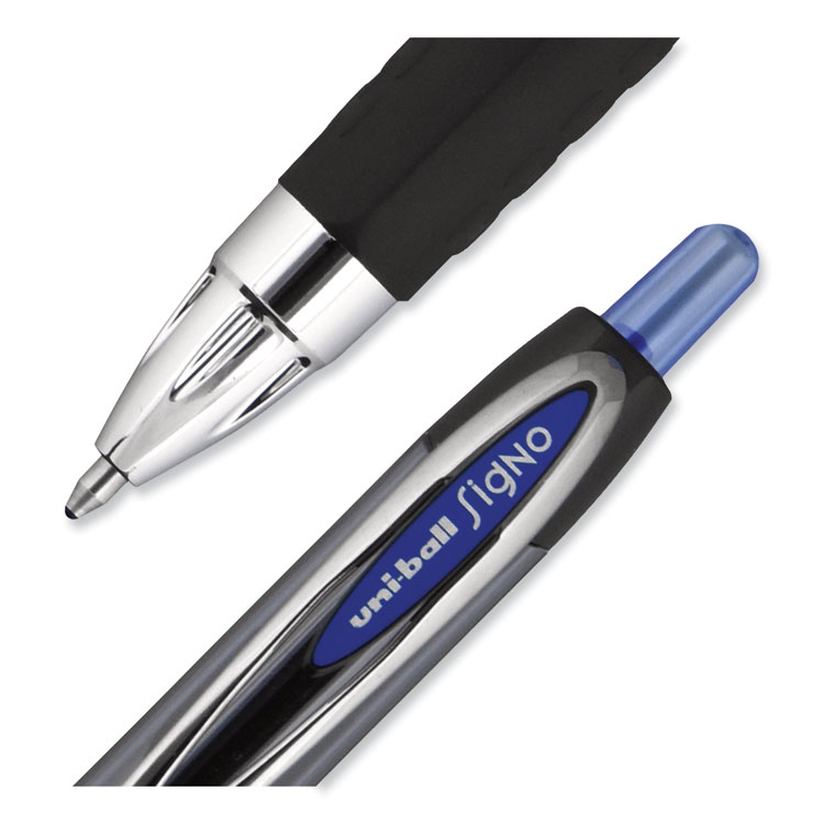 Signo 207 Gel Pen, Retractable, Bold 1 mm, Blue Ink, Smoke/Black/Blue Barrel, Dozen - Image 5