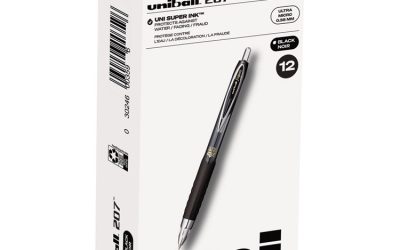 207 Signo Gel Ultra Micro Gel Pen, Retractable, Extra-Fine 0.38 mm, Black Ink, Clear/Black Barrel