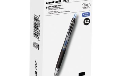 207 Signo Gel Ultra Micro Gel Pen, Retractable, Extra-Fine 0.38 mm, Blue Ink, Clear/Black Barrel