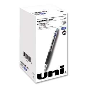 Signo 207 Gel Pen, Retractable, Medium 0.7 mm, Blue Ink, Smoke/Black/Blue Barrel, 36/Box