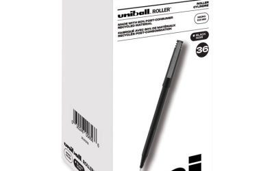 Roller Ball Pen, Stick, Extra-Fine 0.5 mm, Black Ink, Black Barrel, 36/Pack