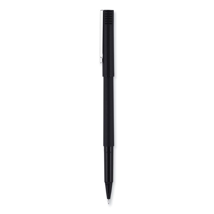 Roller Ball Pen, Stick, Extra-Fine 0.5 mm, Black Ink, Black Barrel, 36/Pack - Image 3