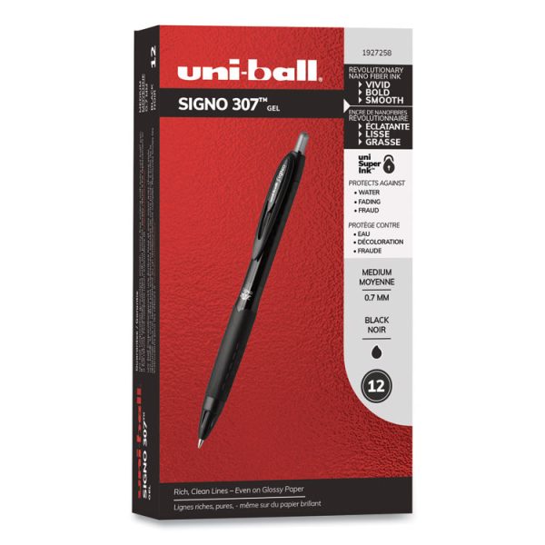 307 Gel Pen, Retractable, Medium 0.7 Mm, Black Ink, Black Barrel, Dozen - Image 2