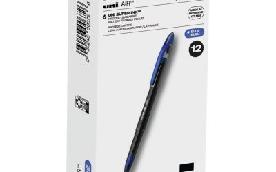 AIR Porous Roller Ball Pen, Stick, Medium 0.7 mm, Blue Ink, Black/Blue Barrel, Dozen