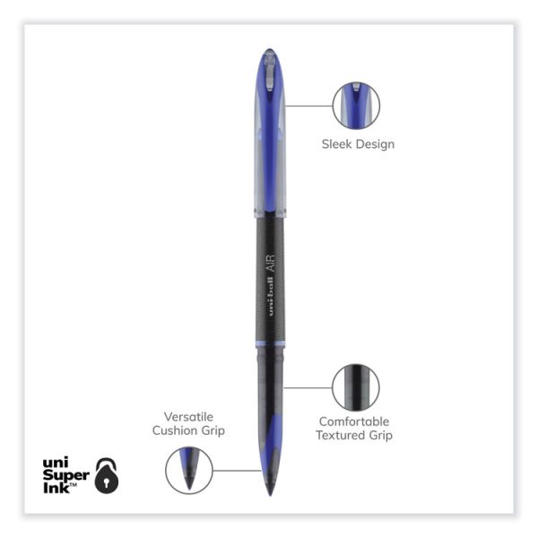 AIR Porous Roller Ball Pen, Stick, Medium 0.7 mm, Blue Ink, Black/Blue Barrel, Dozen - Image 4