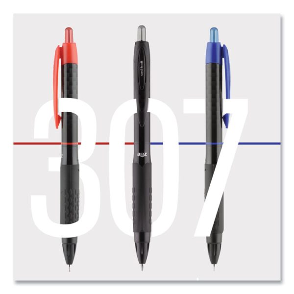 307 Gel Pen, Retractable, Fine 0.5 mm, Blue Ink, Black Barrel, Dozen - Image 7