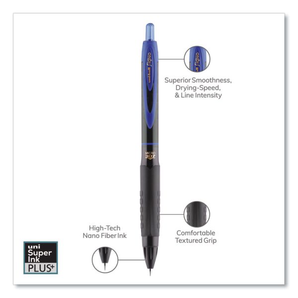 307 Gel Pen, Retractable, Fine 0.5 mm, Blue Ink, Black Barrel, Dozen - Image 8