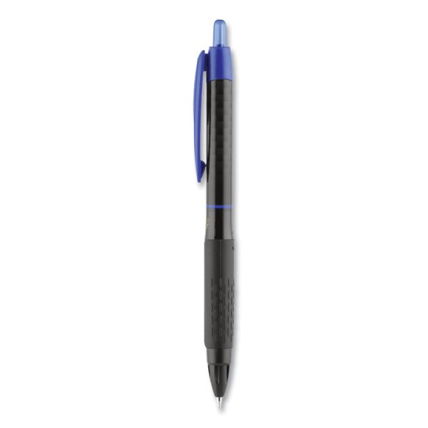 307 Gel Pen, Retractable, Fine 0.5 mm, Blue Ink, Black Barrel, Dozen