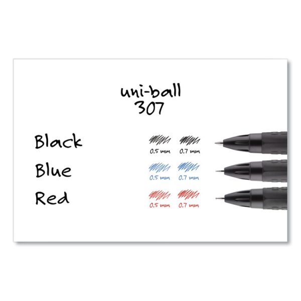 307 Gel Pen, Retractable, Fine 0.5 mm, Blue Ink, Black Barrel, Dozen - Image 5