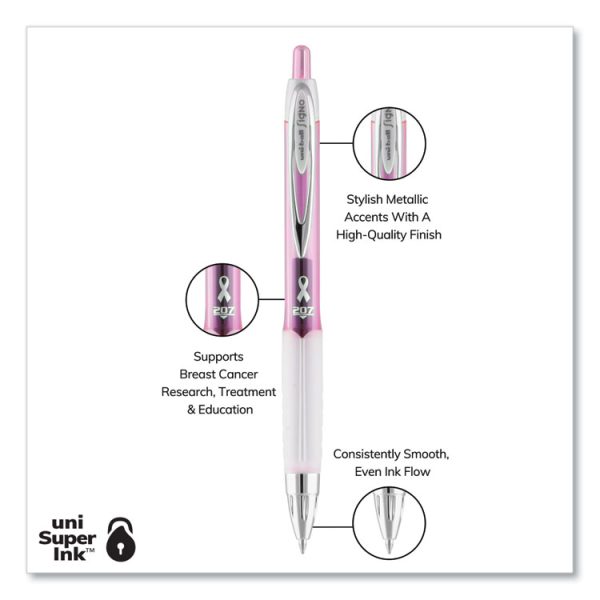 207 Office Pack Gel Pen, Retractable, Medium 0.7 mm, Black Ink, Pink/Translucent White Barrel, 36/Pack - Image 4