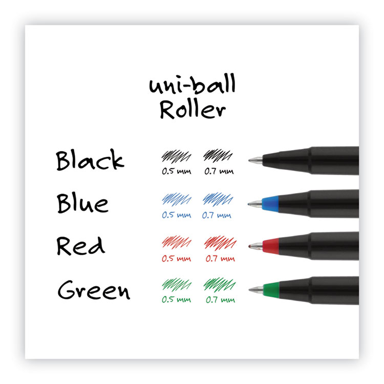 Roller Ball Pen, Stick, Extra-Fine 0.5 mm, Blue Ink, Black/Blue Barrel, 72/Pack - Image 5