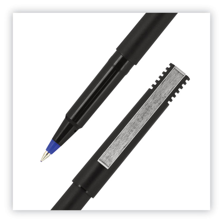 Roller Ball Pen, Stick, Extra-Fine 0.5 mm, Blue Ink, Black/Blue Barrel, 72/Pack - Image 4