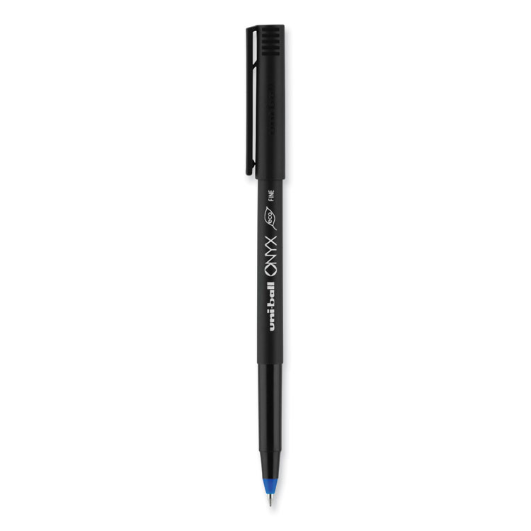 ONYX Roller Ball Pen, Stick, Fine 0.7 mm, Blue Ink, Black/Blue Barrel, 72/Pack - Image 4