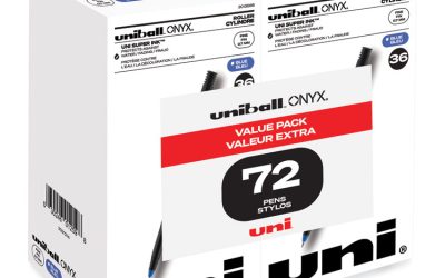 ONYX Roller Ball Pen, Stick, Fine 0.7 mm, Blue Ink, Black/Blue Barrel, 72/Pack