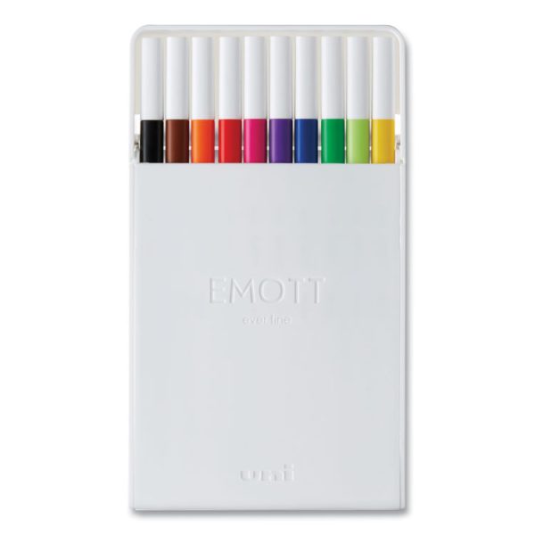 Emott Porous Point Pen, Stick, Fine 0.4 Mm, Assorted Ink Colors, White Barrel, 10/pack - Image 2