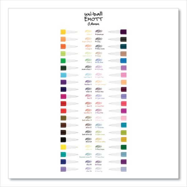 Emott Porous Point Pen, Stick, Fine 0.4 Mm, Assorted Ink Colors, White Barrel, 10/pack - Image 7