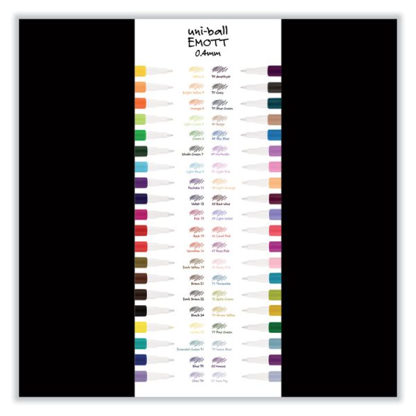 Emott Ever Fine Porous Point Pen, Stick, Fine 0.4 Mm, Assorted Ink Colors, White Barrel, 40/pack - Image 6